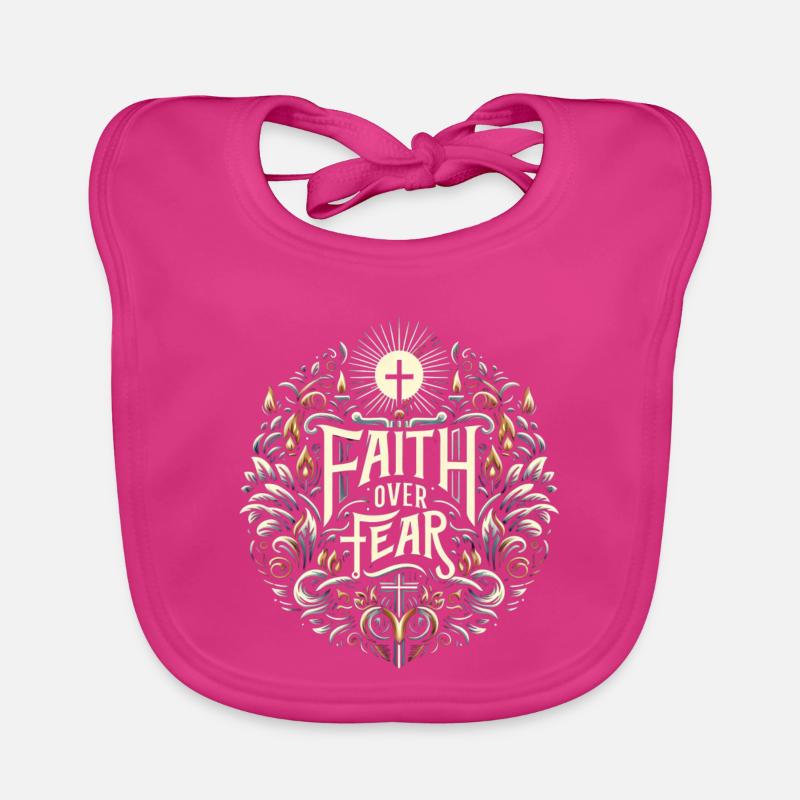 Glaube über Angst Ornament - Baby Bio-Lätzchen - Fuchsia
