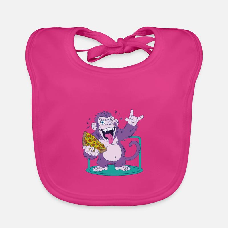 Pizza: Monkey makes it better! Organic Baby Bibs