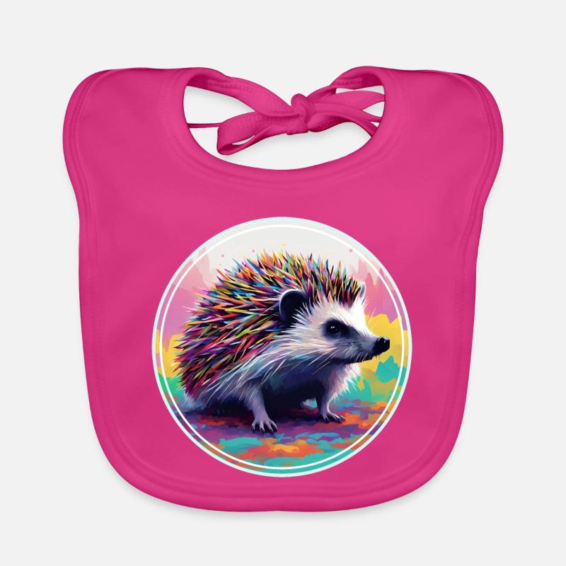 Colorful Digital Art - Hedgehog Organic Baby Bibs