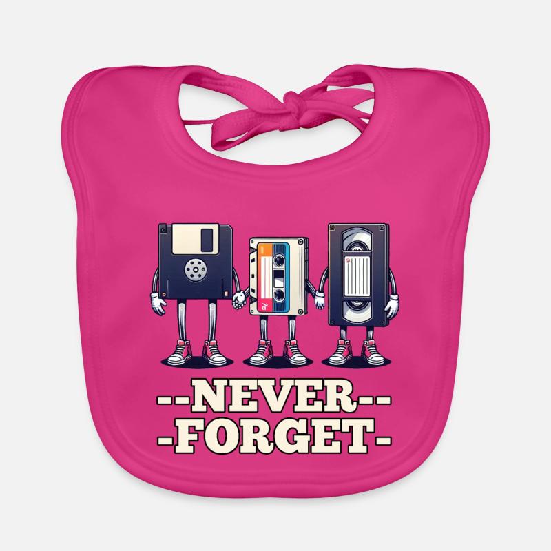 Floppy Disk, Cassette, VHS - Never Forget Organic Baby Bibs