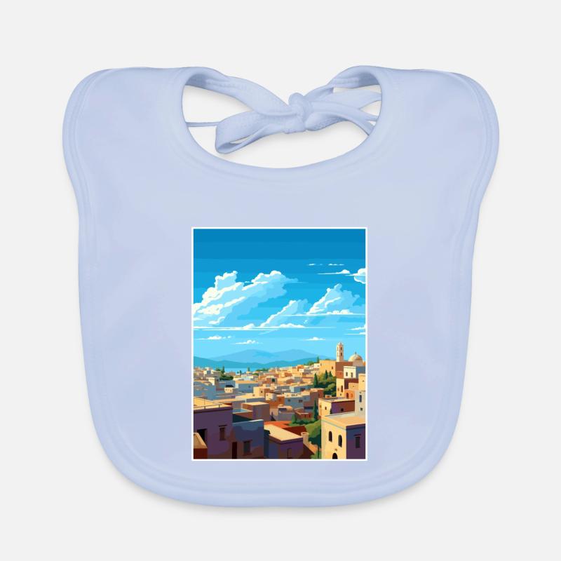 Fes Morocco Travel Poster Souvenir Postcard Paint Organic Baby Bibs