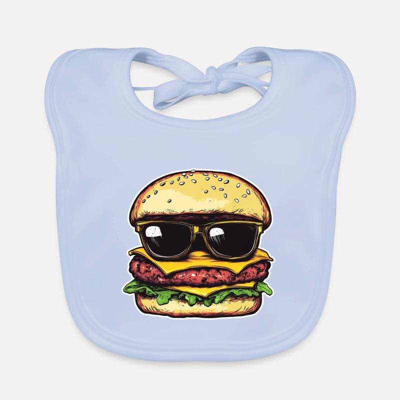 Burger with Sunglasses – Pop Art Organic Baby Bibs