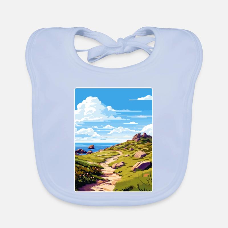 Lands End Cornwall England Reiseposter Souvenir Baby Bio-Lätzchen