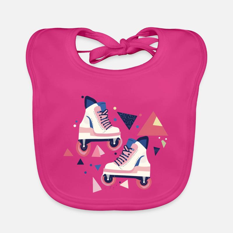90s pattern roller skates Organic Baby Bibs