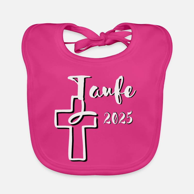 Baptism 2025 Fish Dips in Cross 3D Effect Organic Baby Bibs
