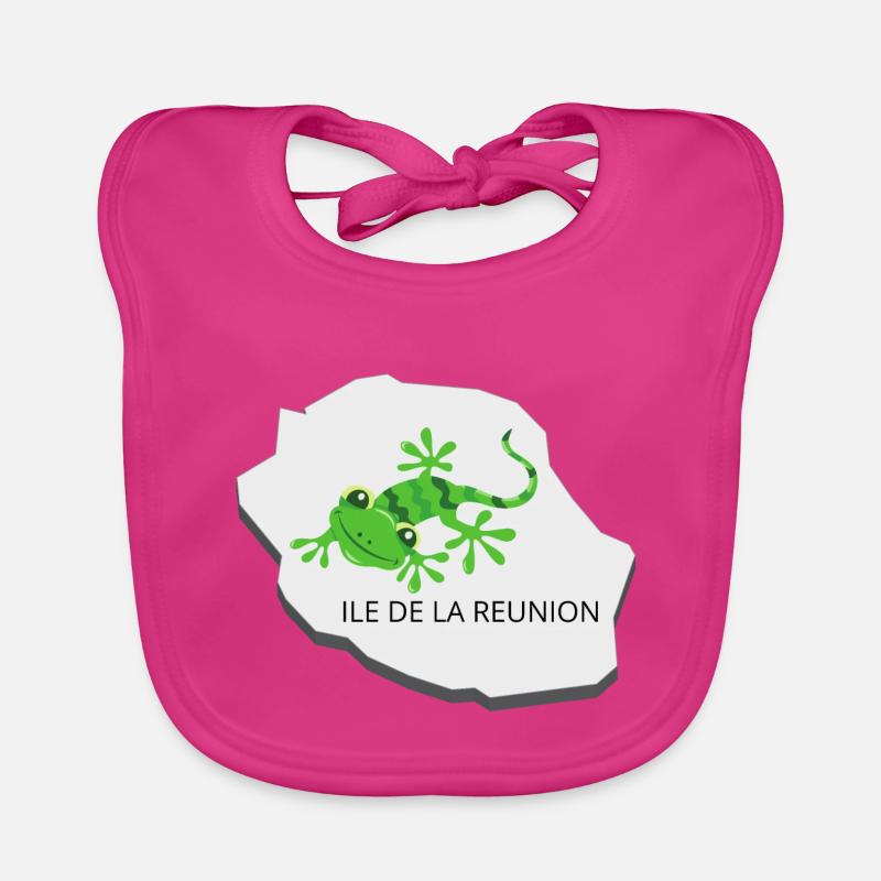 Grenouille tropicale Réunion - Bavoir bio Bébé - fuchsia
