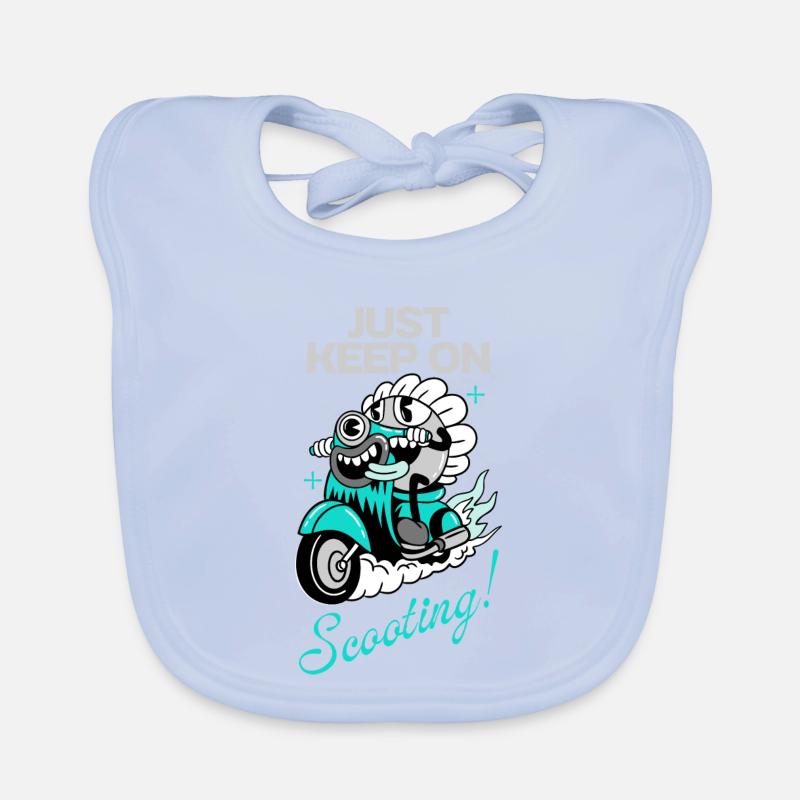 Just Keep On Scooting – Comic Scooter Fun Baby Bio-Lätzchen
