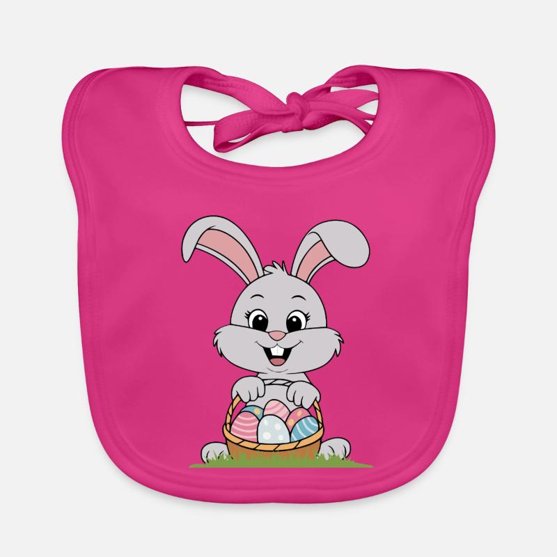 Cute Easter Rabbit - Organic Baby Bibs - fuchsia