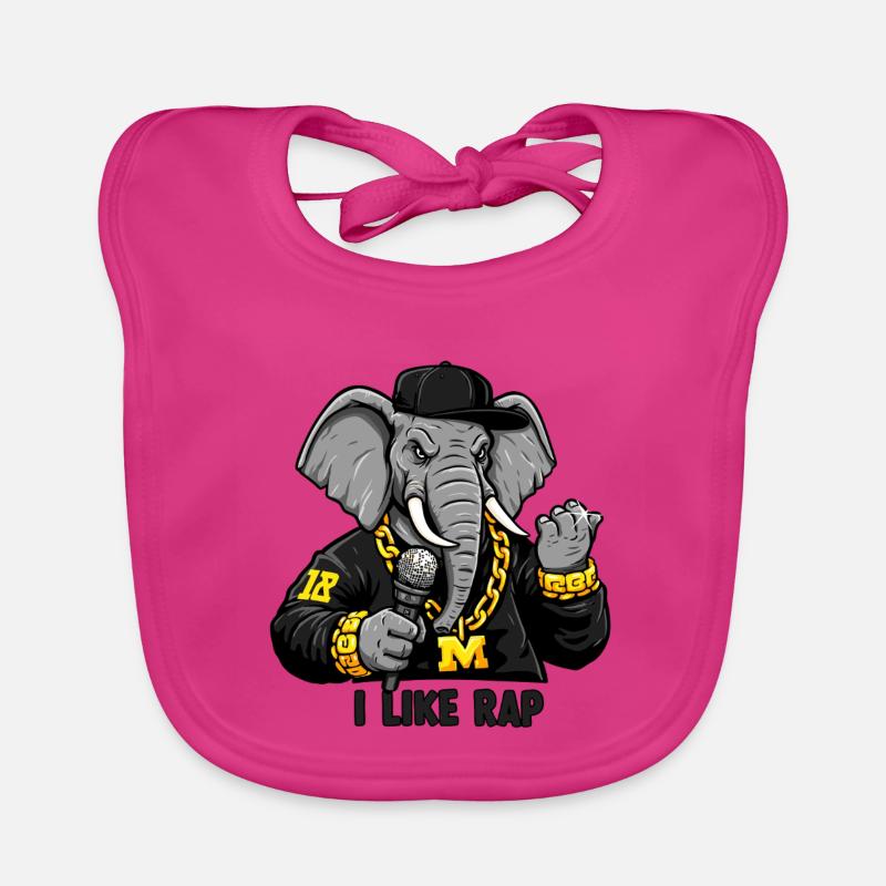 Éléphant Rappeur : Style Rap et Attitude ! Bavoir bio Bébé