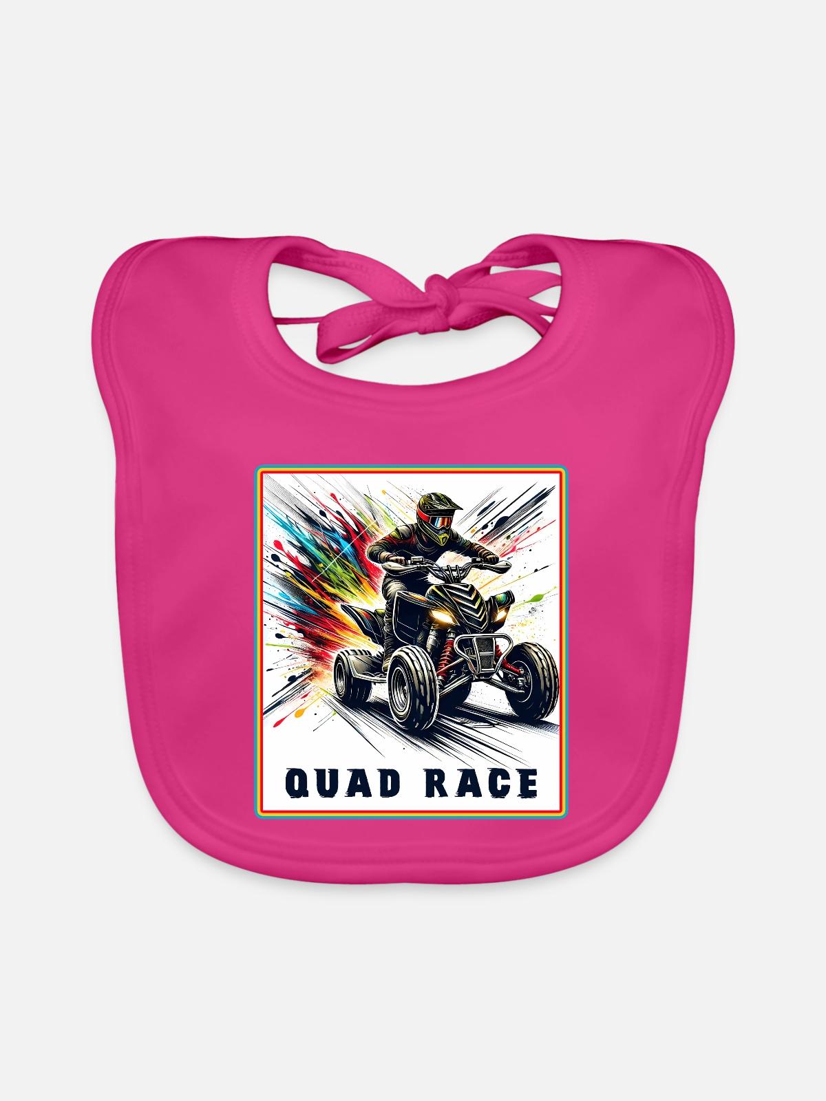 Quad Race – Speed Explosion - Baby Bio-Lätzchen - Fuchsia - Vorne
