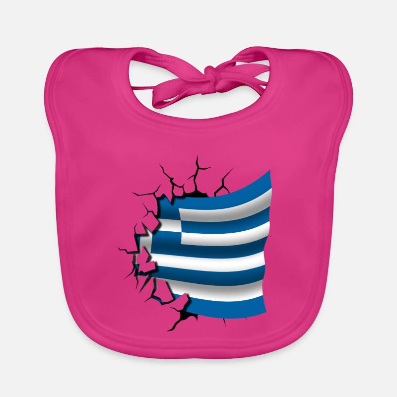 Drapeau de la Grèce - Grèce - Drapeau Broken Design Bavoir bio Bébé