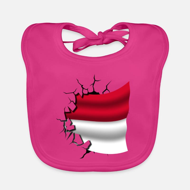 Drapeau de l’Indonésie - Indonésie - Drapeau cassé - Bavoir bio Bébé - fuchsia