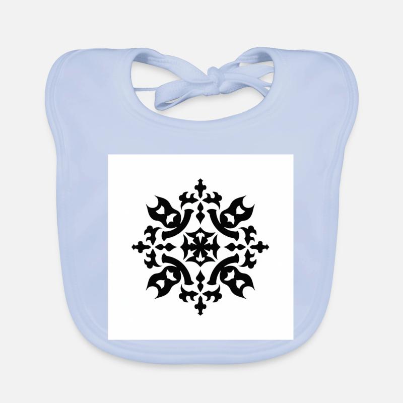 Intricate Black Snowflake Pattern Organic Baby Bibs