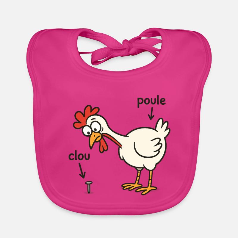 poule trouvant un clou Bavoir bio Bébé