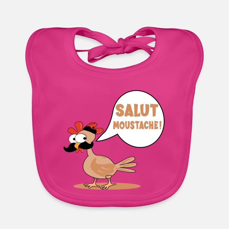 HÜHNER HÜHNER HI SCHNURRBART - Baby Bio-Lätzchen - Fuchsia