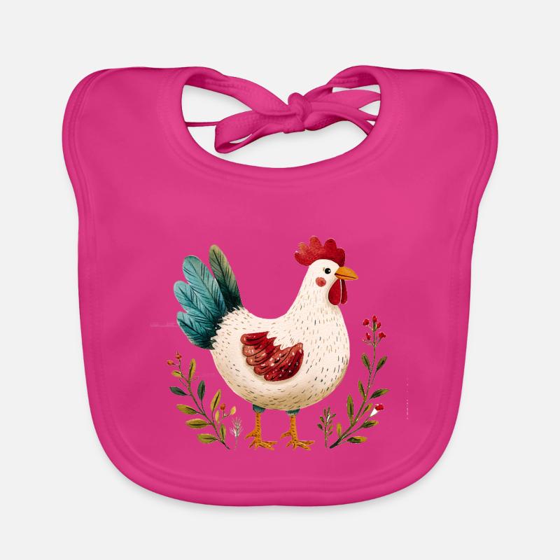 Rustikales Huhn Illustriert Blumen Baby Bio-Lätzchen