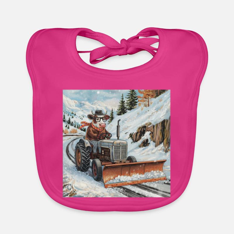 Schneepflug - Baby Bio-Lätzchen - Fuchsia