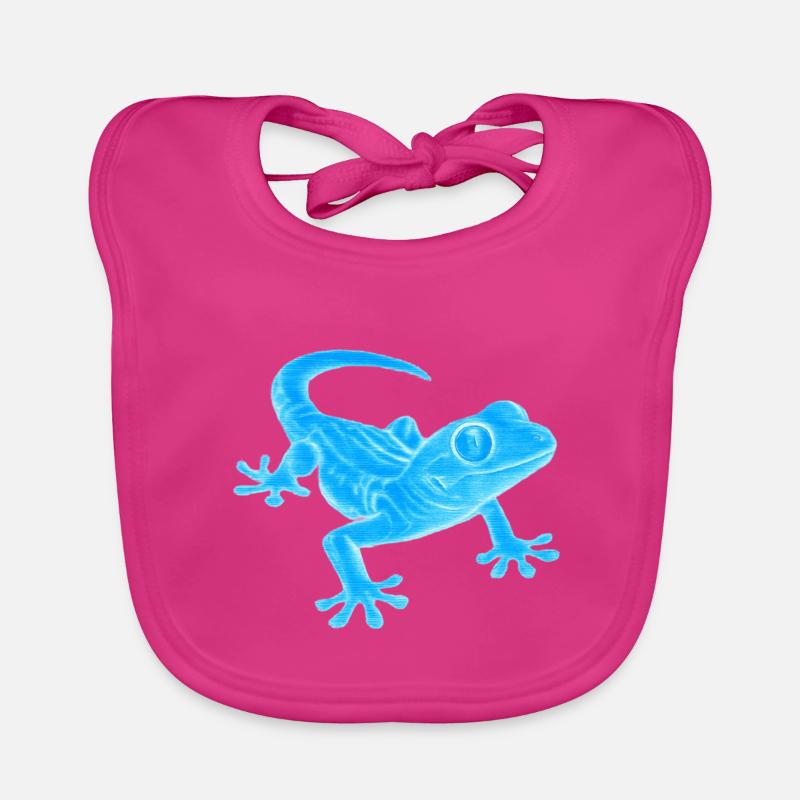Blue Gecko Silhouette Pattern Organic Baby Bibs