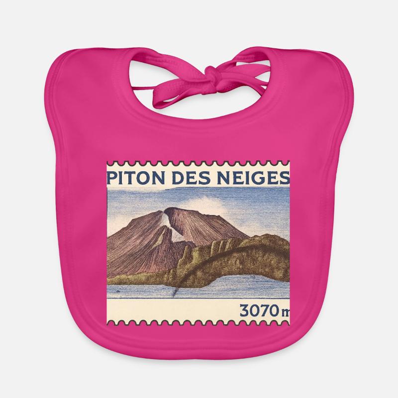 Timbre Piton des Neiges - Bavoir bio Bébé - fuchsia