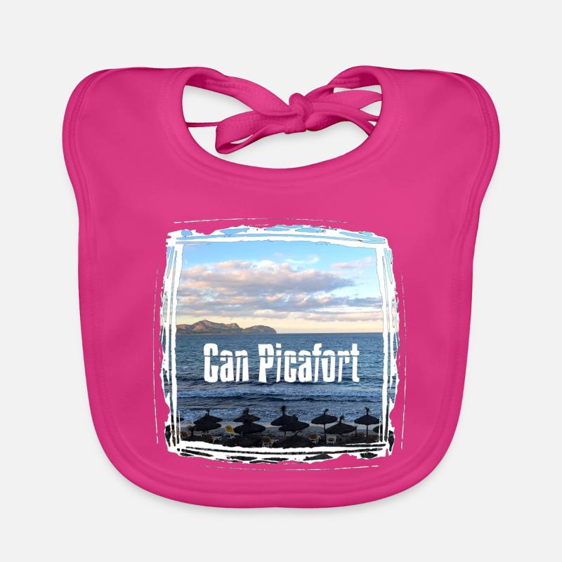 Can Picafort Beach Imprimer Bavoir bio Bébé