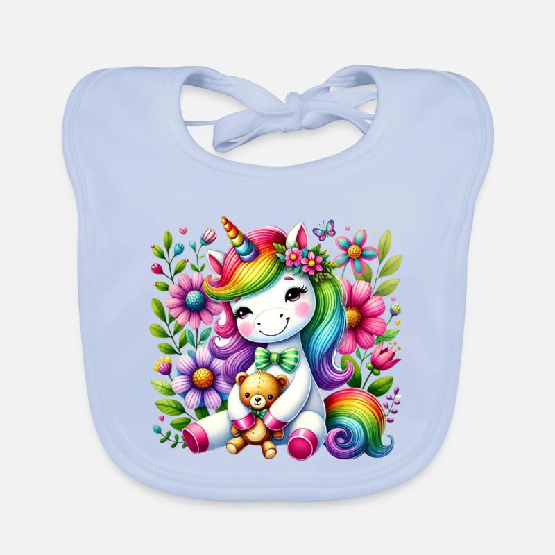 Regenbogen Einhorn Blumentraum Baby Bio-Lätzchen