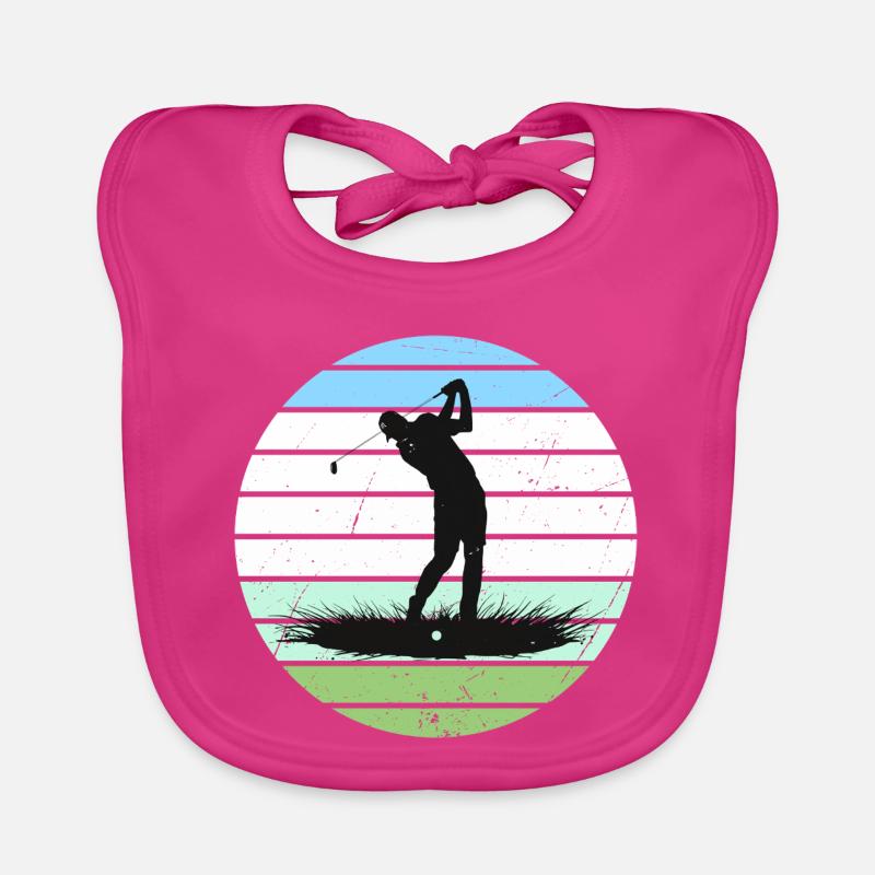 Silhouette de golf en cercle à rayures rétro Bavoir bio Bébé