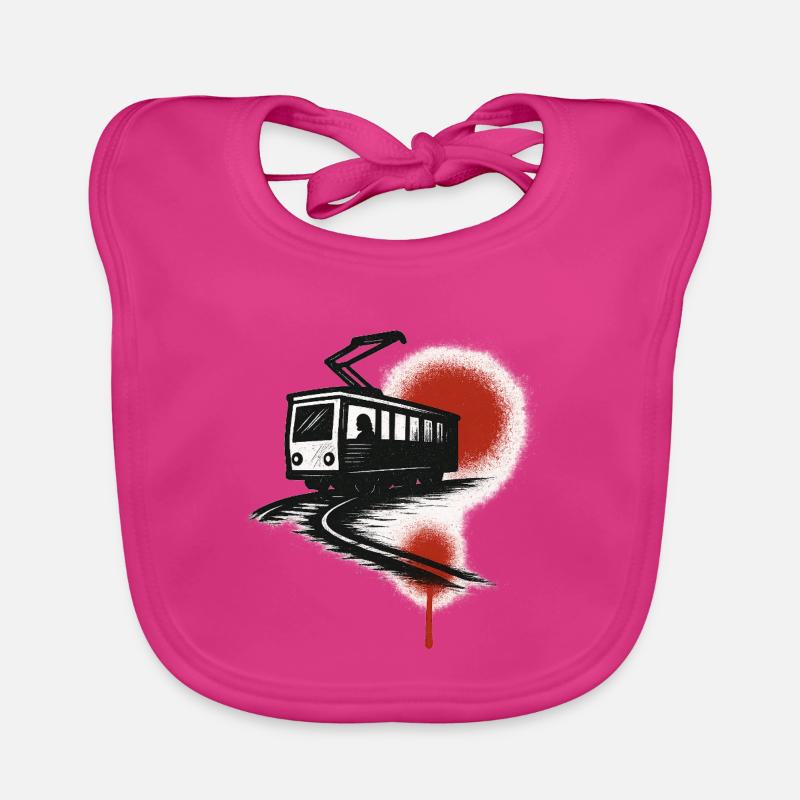 Tram sur la traînée rouge Bavoir bio Bébé