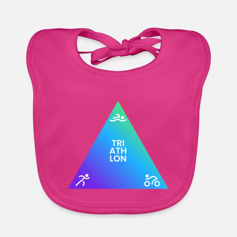 Logo triathlon triangulaire dégradé - Bavoir bio Bébé - fuchsia