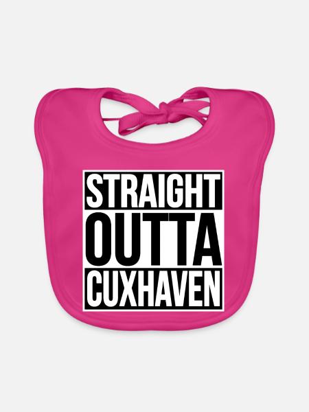 Straight Outta Cuxhaven - Baby Bio-Lätzchen - Fuchsia - Vorne