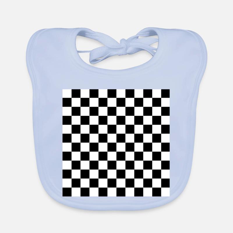 Black and White Chess Square Organic Baby Bibs