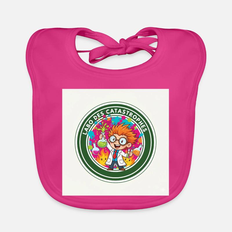 Labo Catastrophes Coloré Scientifique - Bavoir bio Bébé - fuchsia