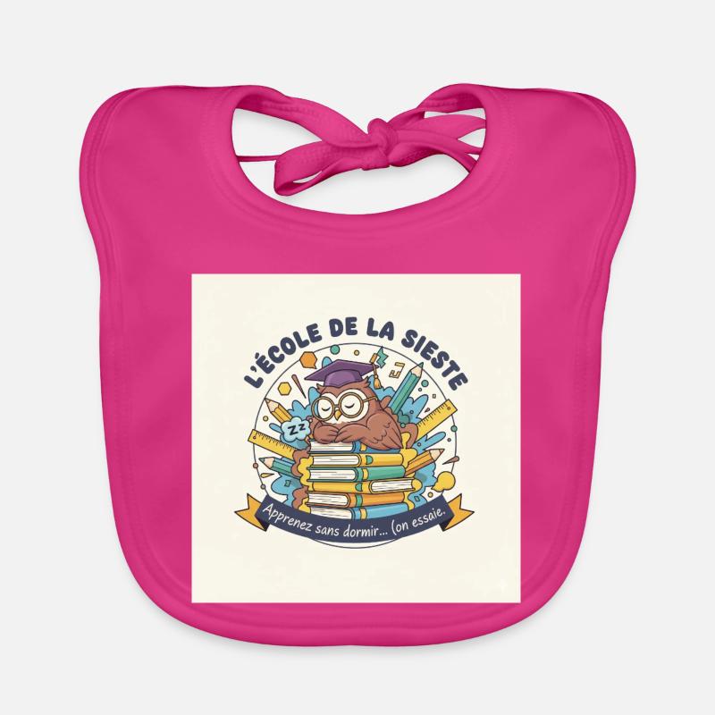 Schule der Eule Nickerchen Schüler - Baby Bio-Lätzchen - Fuchsia