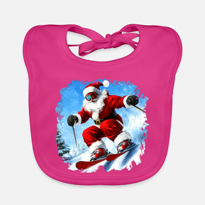 Weihnachten Skifahrer Baby Bio-Lätzchen