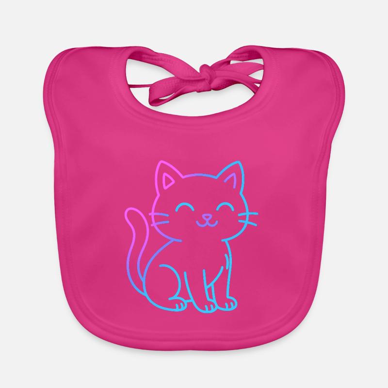 Neon gradient cat buddy Organic Baby Bibs