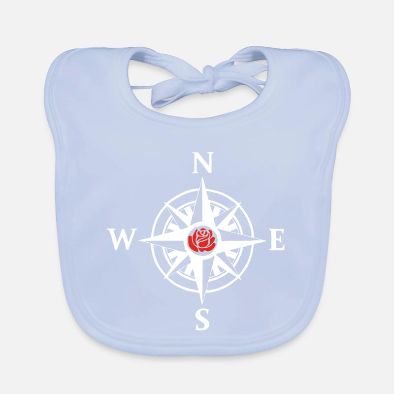 Compass Rose and Nature (White) Organic Baby Bibs