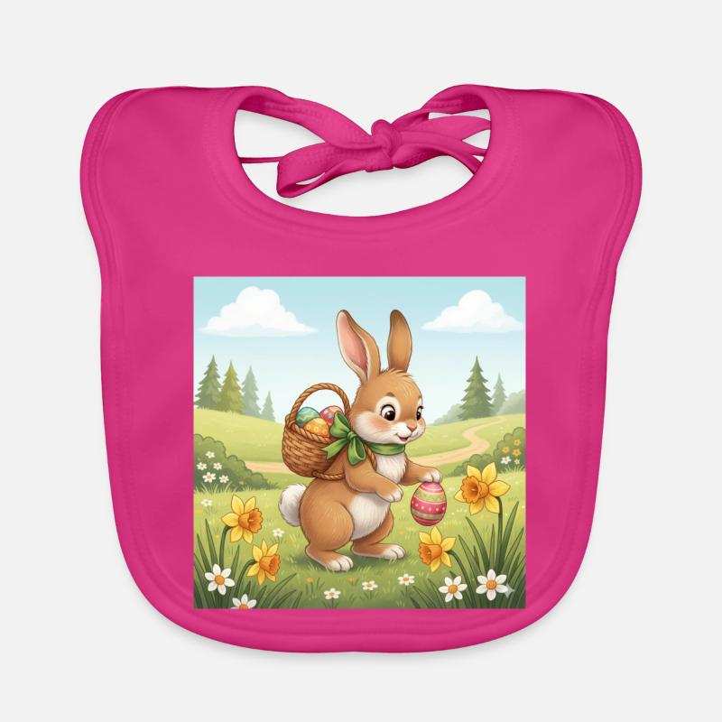 Easter bunny with basket and eggs Organic Baby Bibs