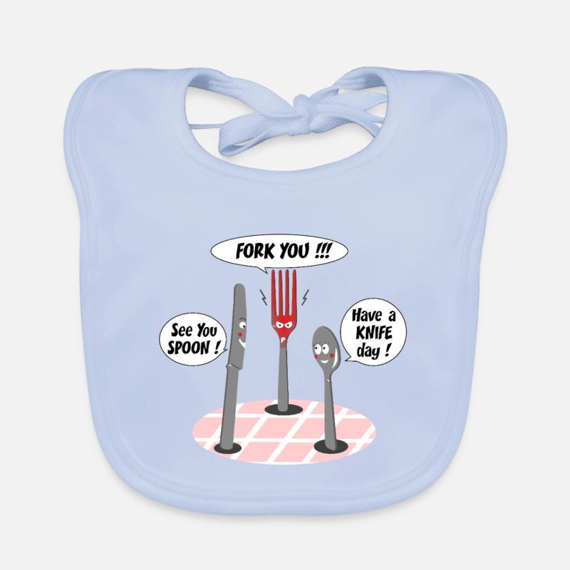 FORK YOU, SEE YOU SPOON, HAVE A KNIFE DAY! Organic Baby Bibs