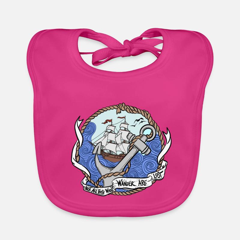 Ancre du capitaine sur des mers agitées - Bavoir bio Bébé - fuchsia