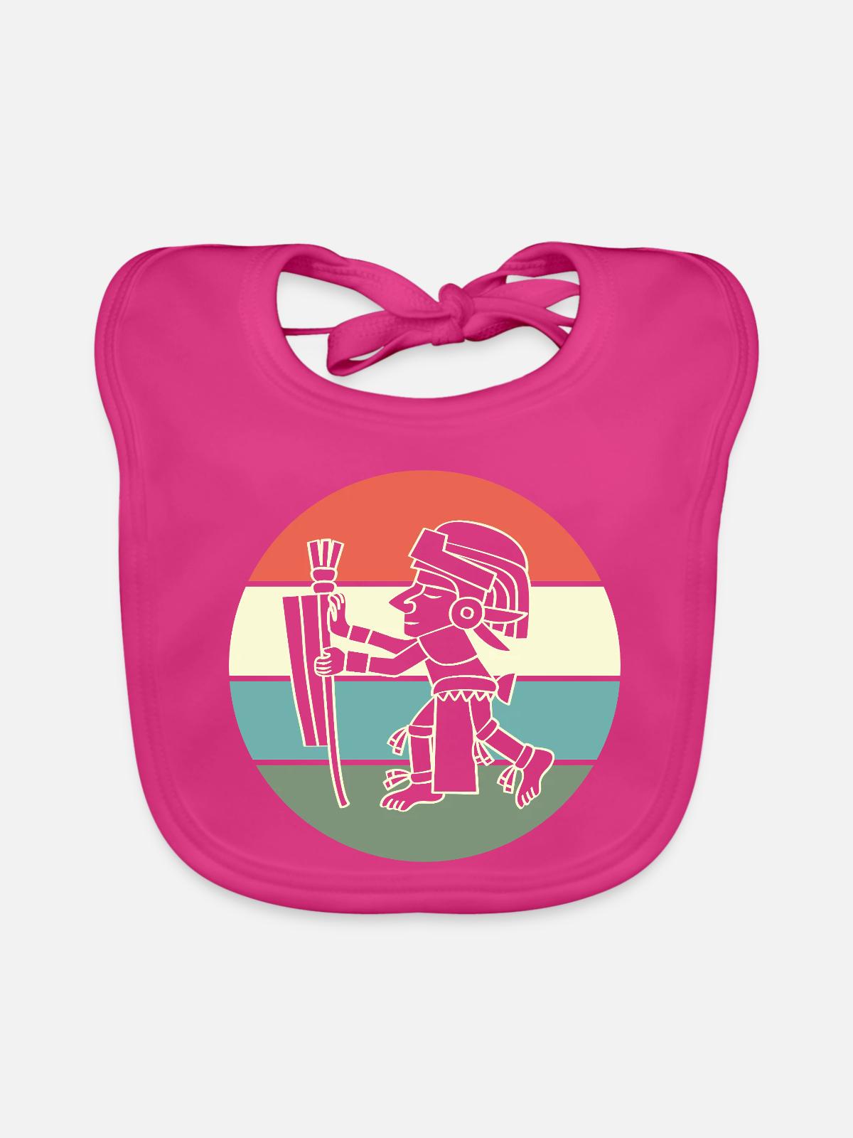 aztec Maya kalender Inka - Baby Bio-Lätzchen - Fuchsia - Vorne