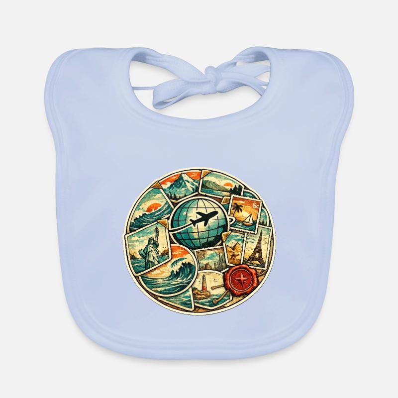World Tour Circular Globe Flight Organic Baby Bibs