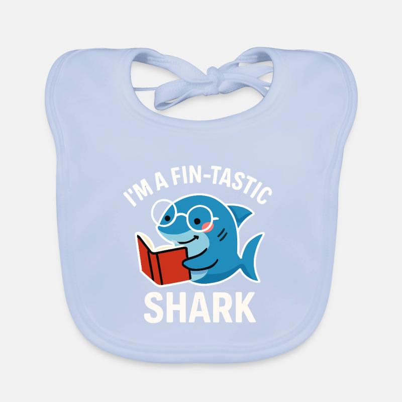 Fin-Tastic Shark liest Buch Baby Bio-Lätzchen
