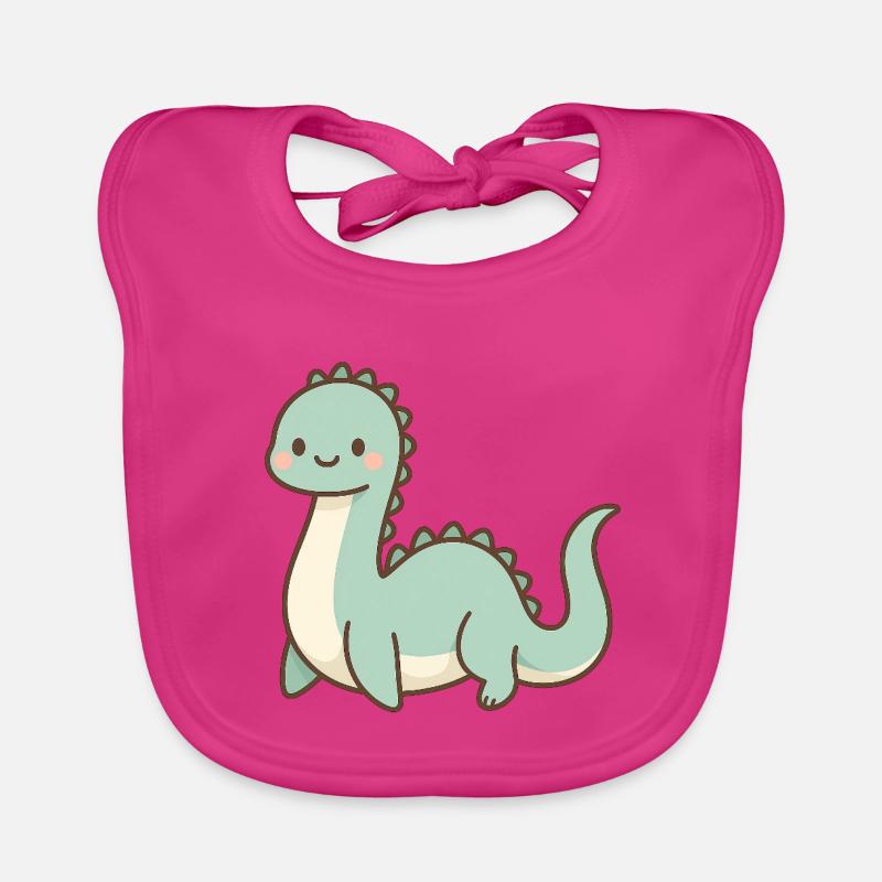 Monstre du Loch Ness pastel mignon - Bavoir bio Bébé - fuchsia