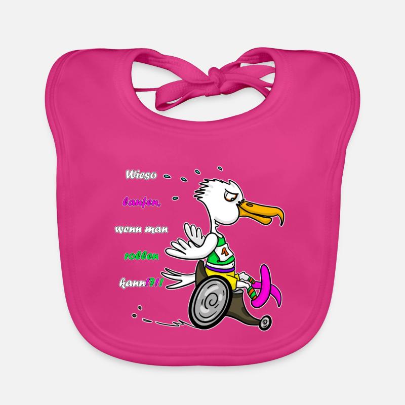 Marathon Seagull – Édition fauteuil roulant de course - Bavoir bio Bébé - fuchsia