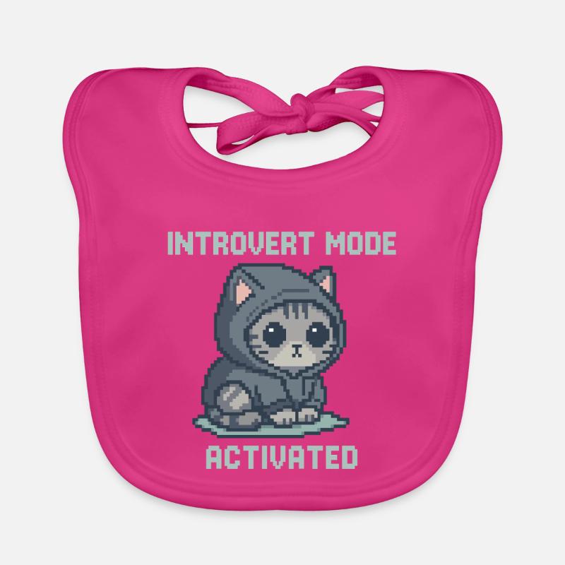 Mode Introverti – Chat à capuche dans le style Pixel Bavoir bio Bébé