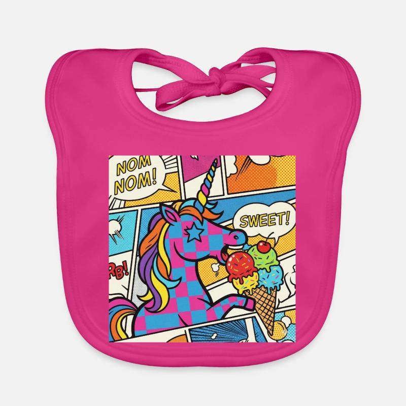 Unicorn Pop Art Delight Rainbow Organic Baby Bibs