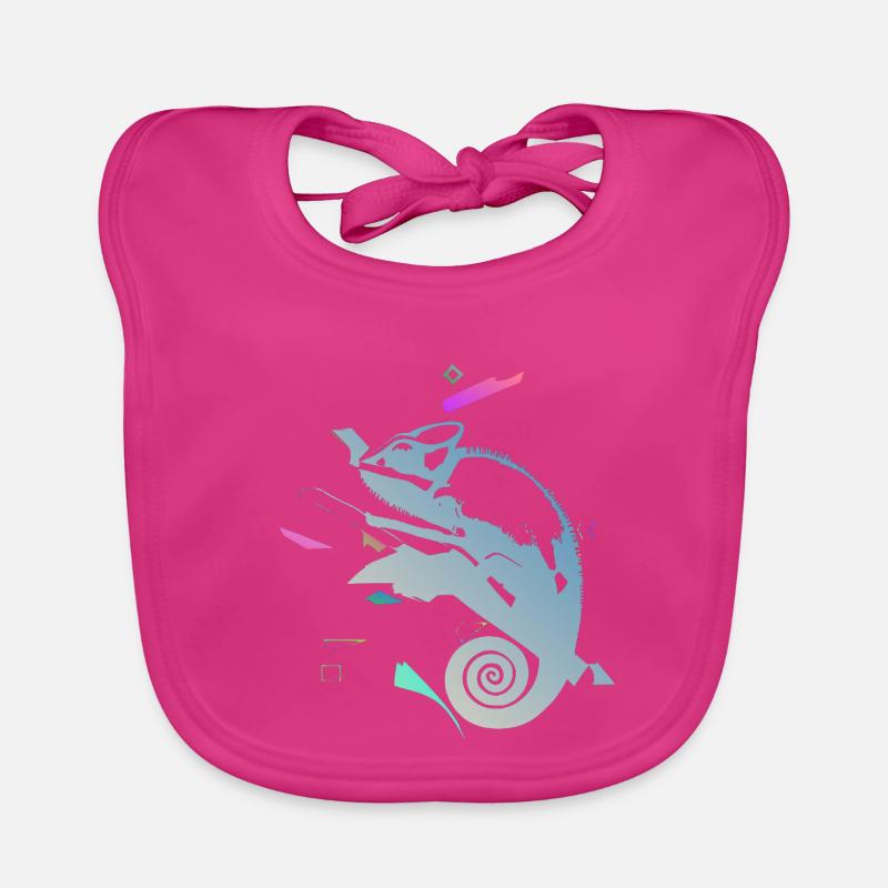 Spiral Chameleon in Neon Gradient Organic Baby Bibs