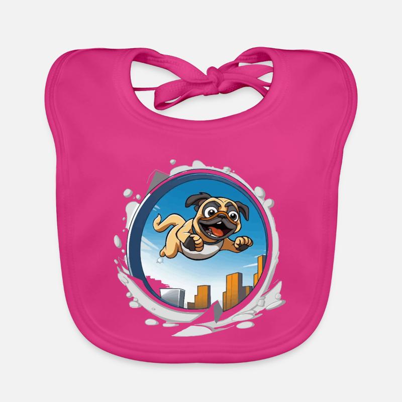 Pug Sprinter in the city run Organic Baby Bibs