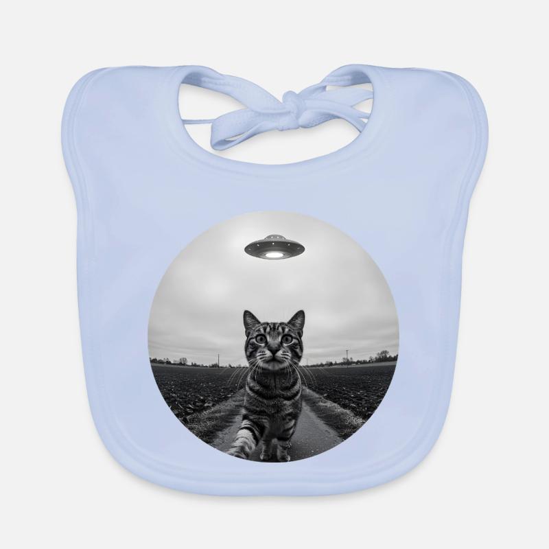 Design drôle d’extraterrestre d’un chat spatial OVNI Bavoir bio Bébé