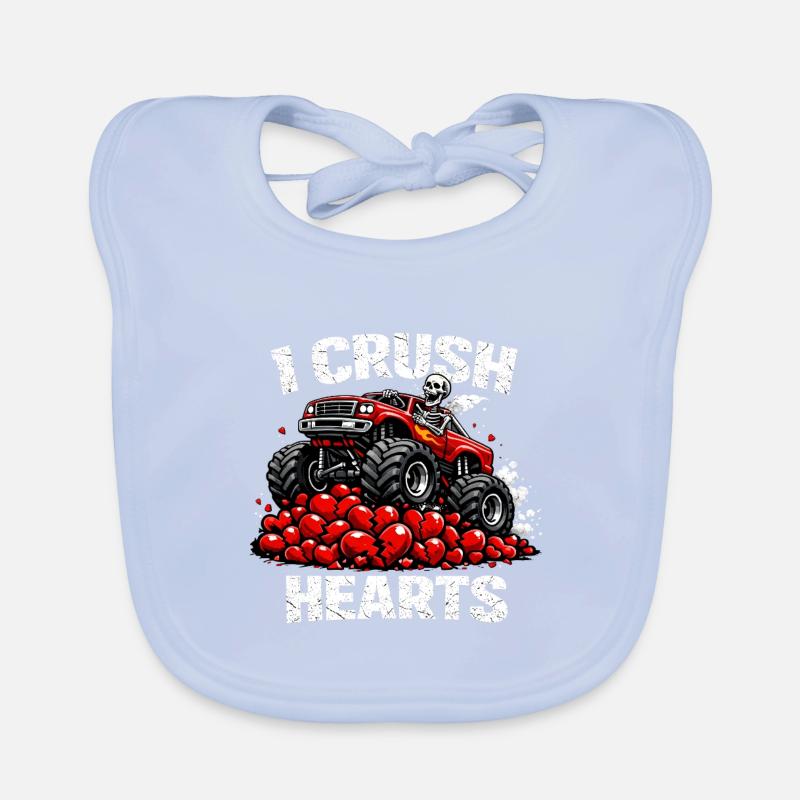  Valentines Day I Crush Hearts Skeleton Skull Organic Baby Bibs