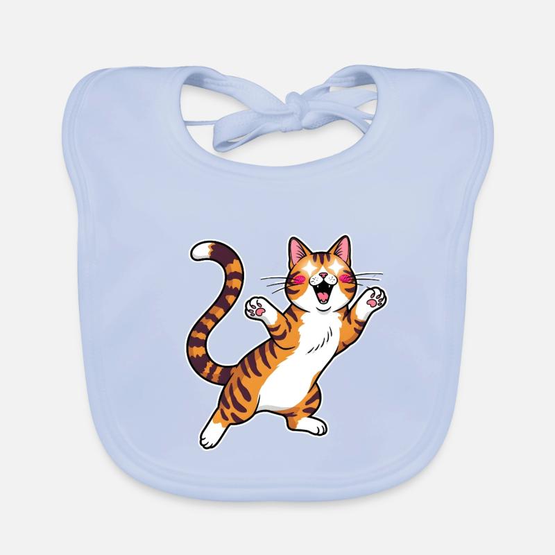 Fröhliche getigerte Katze Sprungfreude Baby Bio-Lätzchen